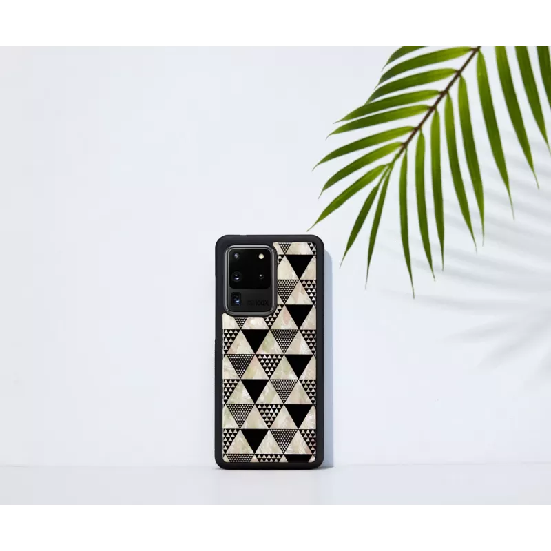 Protective phone case iKins for Samsung Galaxy S20 Ultra — pyramid pattern, black