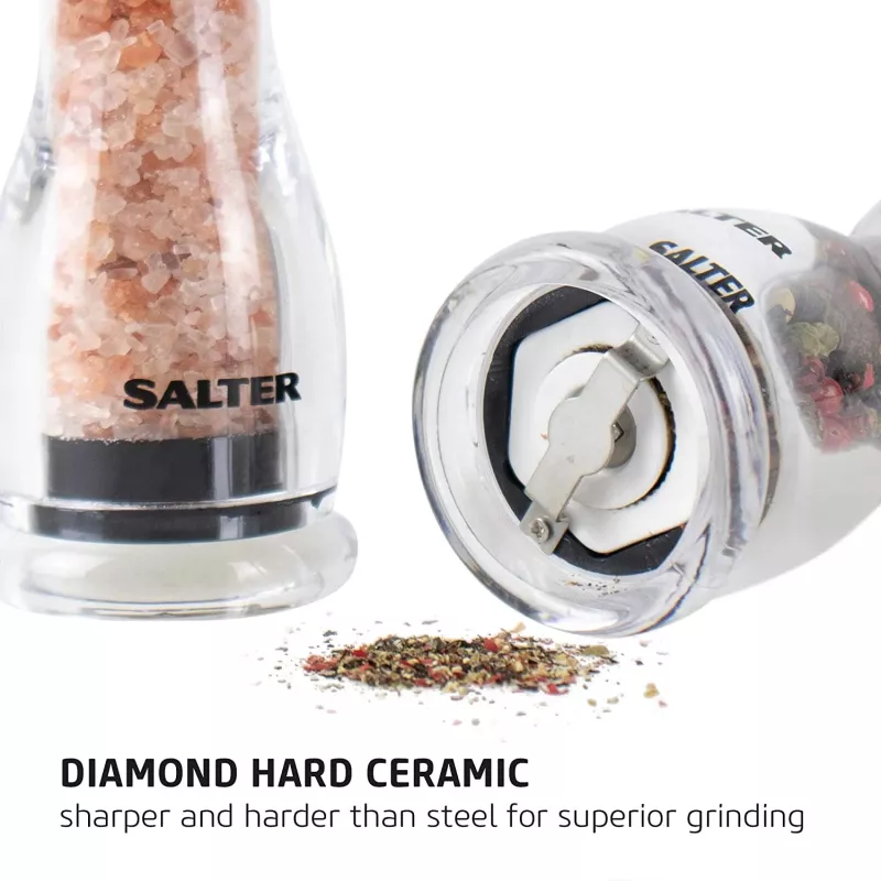 Salt & pepper grinder set Salter 7606 CLXR Transparent