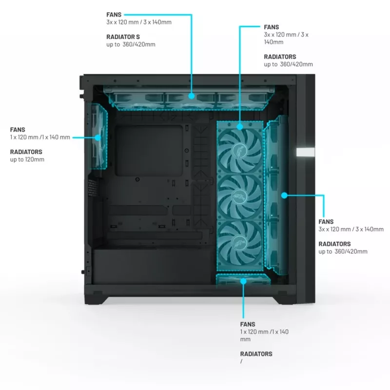VK02 Lite, Tower-Enclosure black, Tempered Glass
