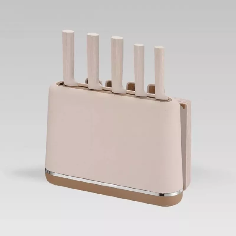 Maestro MR-1412-BEIGE Knife set with block + Cutting board set Beige