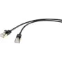 Renkforce RF-4538184 RJ45 Network Cable, Patch Cable CAT 8.1 F/FTP 25.00 cm Black ultra-thin, Gold-Plated Plug Contacts 1 pc(s) (RF-4538184)