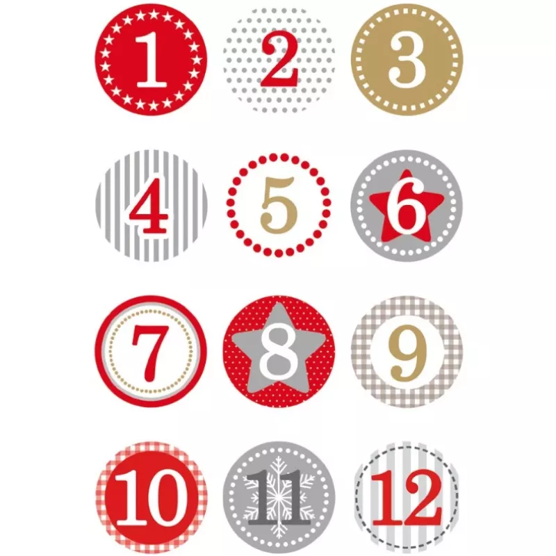 HERMA Stickers Advent calendar 1-24 red Ø 2 cm 24 pieces