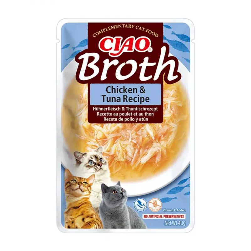 INABA Ciao Broth Cat Treats, Chicken, Fish and Scallop, 10 x 40 g