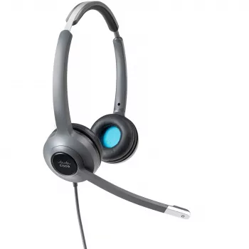 Wired On-Ear Headset Cisco 522 — Dual Supraaural, 3.5 mm with USB-A Adapter, Charcoal