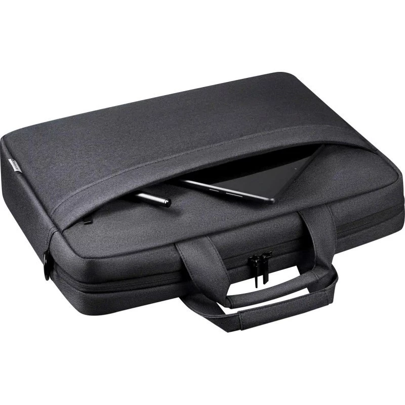 Laptop bag DEFENDER FIRM 26123 for 15.6 inch laptops, polyurethane, black, toploader, removable shoulder strap