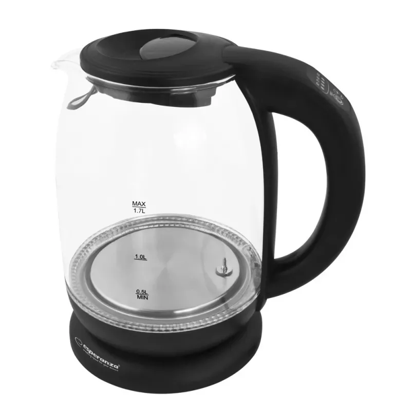 Esperanza EKK027 electric kettle 1.7 L 2200 W Black, Transparent
