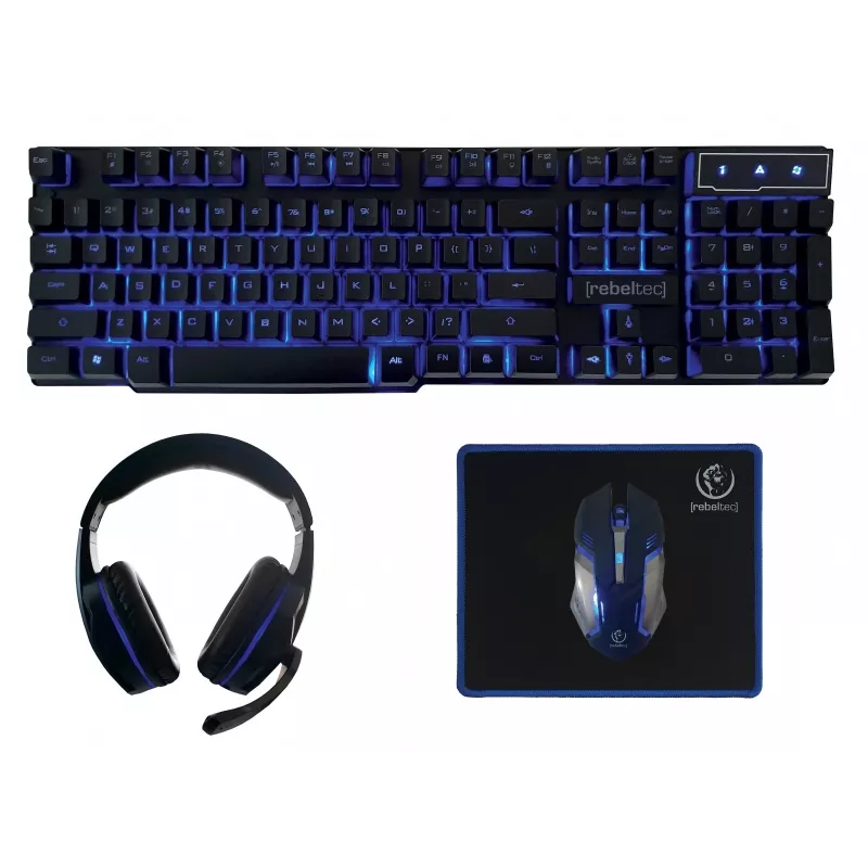 Keyboard Mouse included Rebeltec SHERMAN Gaming USB QZERTY English Black