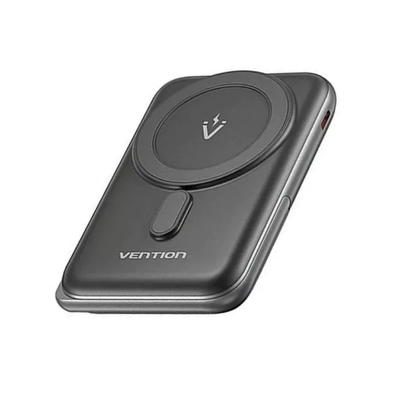 Power bank Vention 10000mAh Magnetic Wireless 20W, 1×USB-C, wireless charging, black