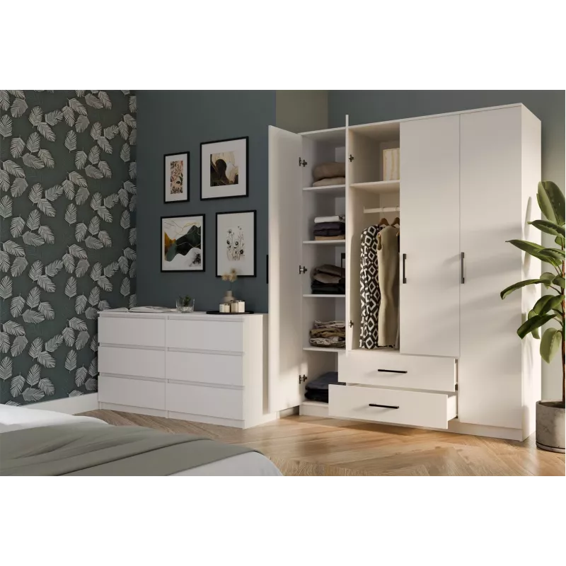 Topeshop ROMANA 160 BIEL KPLB bedroom wardrobe/closet 11 shelves 4 door(s) White