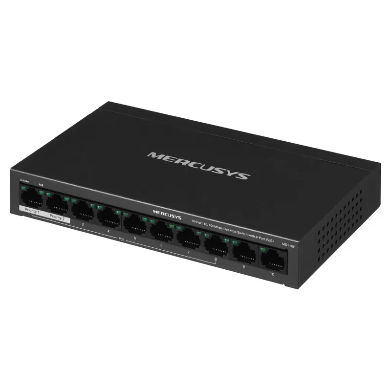 Switch Mercusys MS110P 10 Ports 10/100Mbps POE+ 8 Ports (Version 1.0)