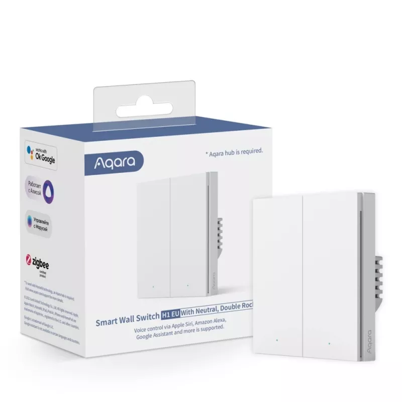 AQARA Smart Home Wall Switch H1, With Neutral, Double Rocker (WS-EUK04)