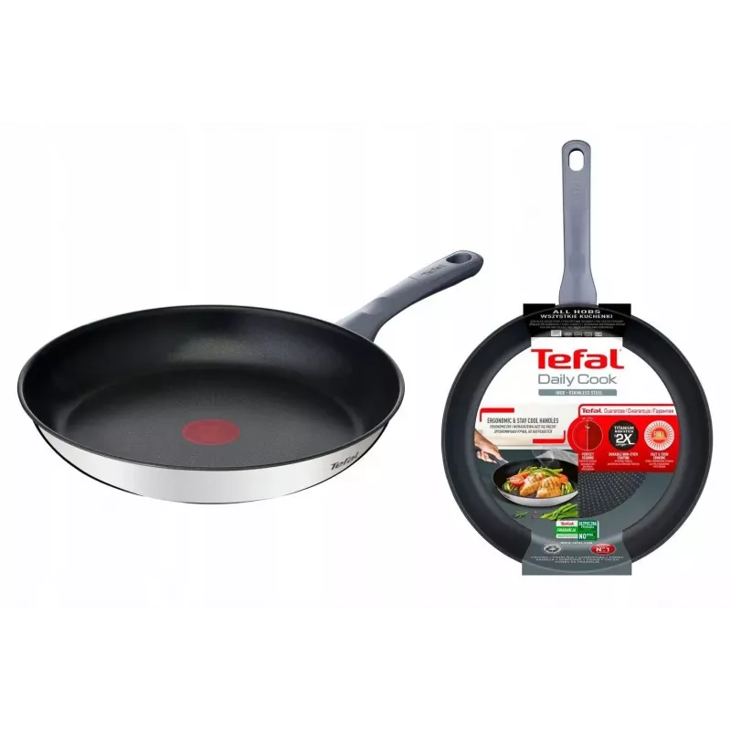 All-purpose pan Tefal Daily Cook G7300655 stainless steel 28 cm, single bakelite handle, titanium internal coating