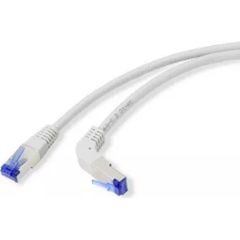 Renkforce RJ45 RJ45 Connection Cable CAT 6a S/FTP 10.00 m Grey 90° nach Downward angled (RF-4892538)