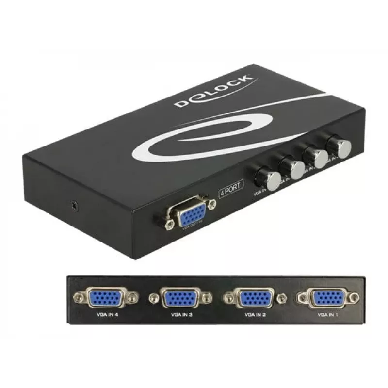 DeLock Switch VGA 4 port manual bidirectional - screen switch - 4 x VGA - Desktop (87635)