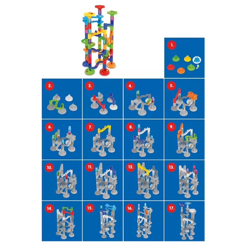 Ball track construction set Ascato model 117607 — 78 pieces, modular marble run