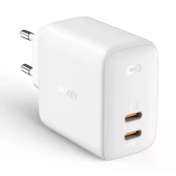 Wall charger Aukey PA-B4 2x USB White GaN – compact USB power adapter with dual USB ports