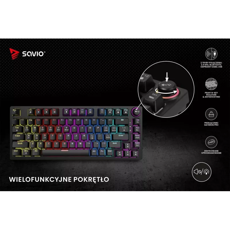 Savio Phenix SAVGK-RED Keyboard Gaming USB RF Wireless Bluetooth QWERTY