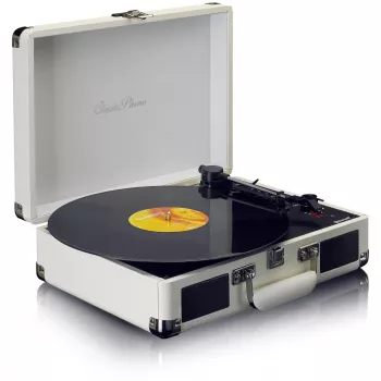 Belt-drive turntable Lenco TT-115CR cream — suitcase record player, USB recording, Bluetooth 5.0, 33/45/78 RPM
