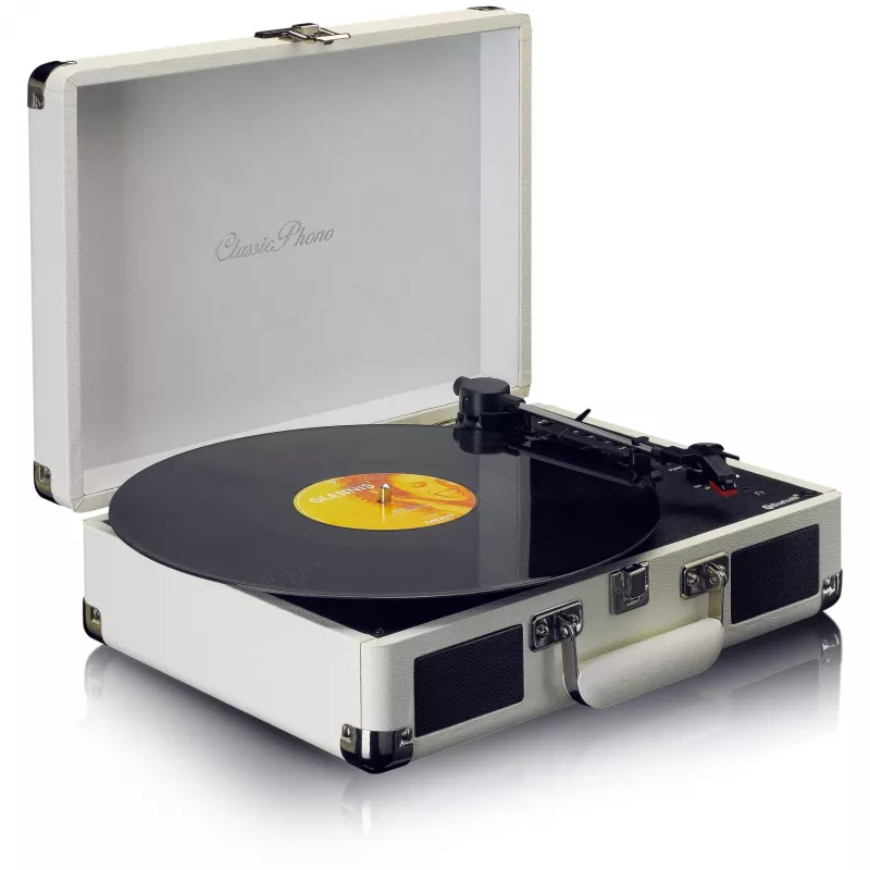 Belt-drive turntable Lenco TT-115CR cream — suitcase record player, USB recording, Bluetooth 5.0, 33/45/78 RPM