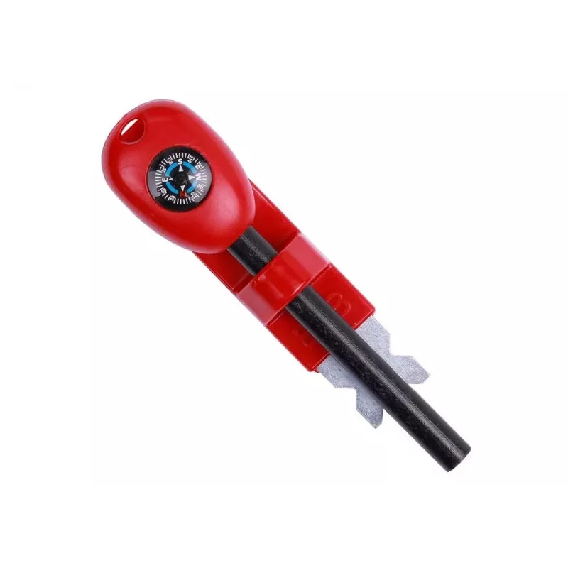 Survival compass BCB CN340 — compact luminous-dial compass, plastic handle, 110 mm, 47 g, red