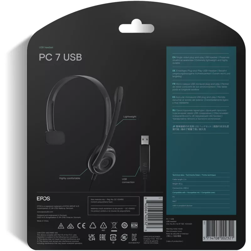 Sennheiser PC 7 USB Headset Wired Headband Office/Call Centre USB Type-A Black