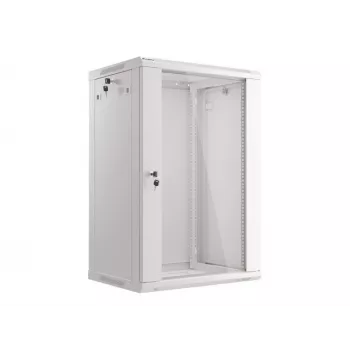 Lanberg WF01-6418-10S Wall-Mounted 19 inch 18U Rack Cabinet 600x450mm Grey (Glass Door)