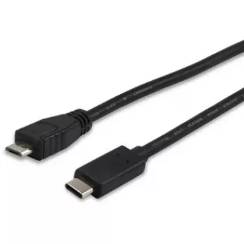 Equip USB 2.0 Type C to Micro-B Cable, 1m, 1 m, Micro-USB B, USB C, USB 2.0, Male/Male, Black