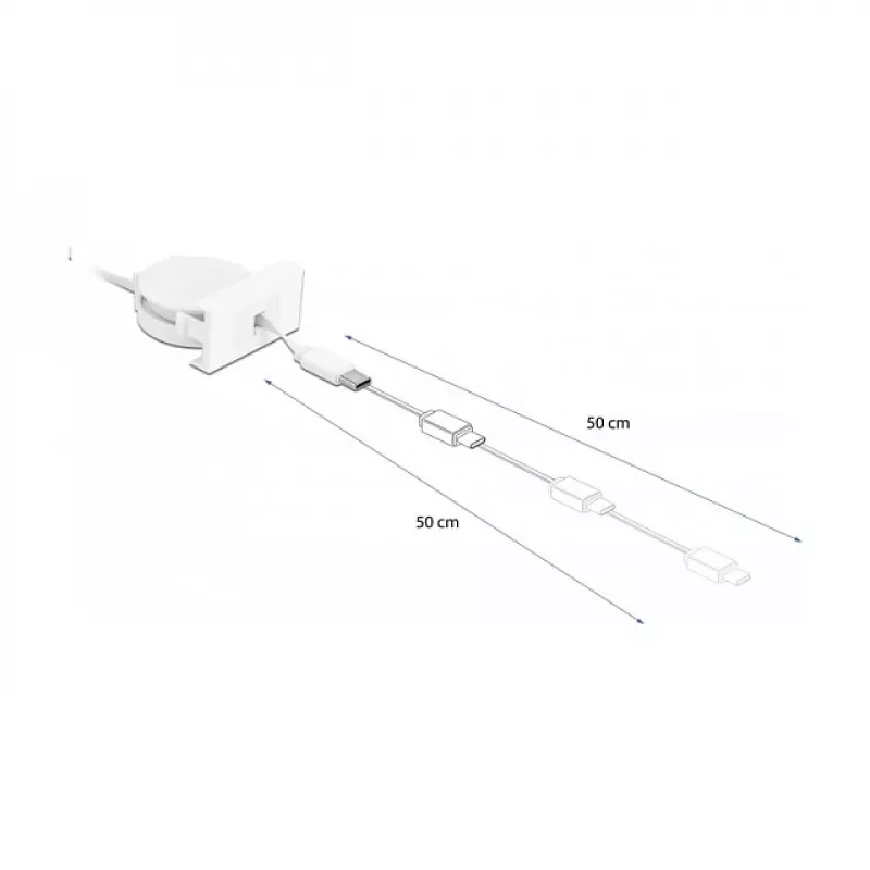 Retractable Cable DeLOCK Easy 45 USB 2.0 Type-A to Type-C 0.62m