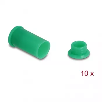 Port dust cover DELOCK 60673 for DL4 ports, silicone, green, 14×27×14 mm, pack of 10