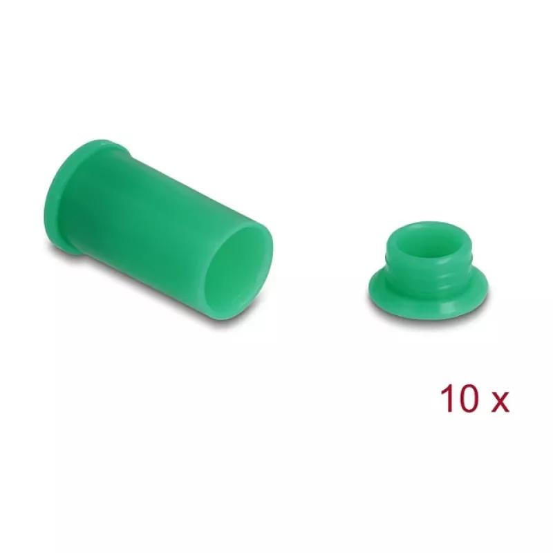 Port dust cover DELOCK 60673 for DL4 ports, silicone, green, 14×27×14 mm, pack of 10
