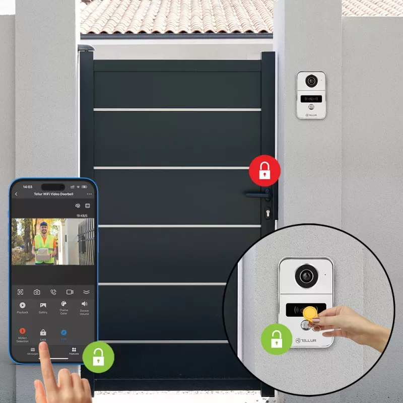 Video doorbell Tellur TLL331511 1080P with unlock function and indoor chime