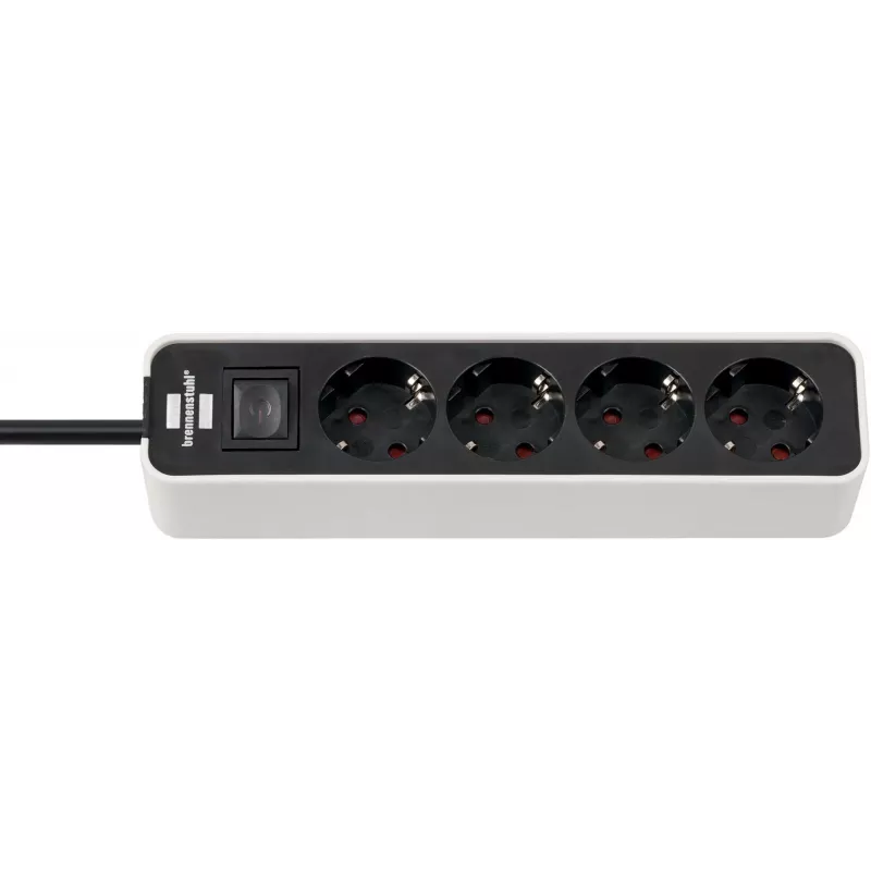 Brennenstuhl Ecolor Power Strip 4-way [Polished Surface, 1.5m Cable, White/black]
