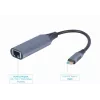 Network adapter Gembird A-USB3C-LAN-01 Type-C USB 3.2 Gen 1, Gigabit RJ-45, 0.15 m cable, metal housing, grey/black