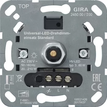 gira S3000 UniLED Drehdimmer standard 245000 — rotary LED dimmer, model 245000