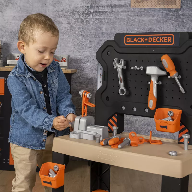 Children's play workbench SMOBY Black & Decker Model 2025 with tools and accessories
