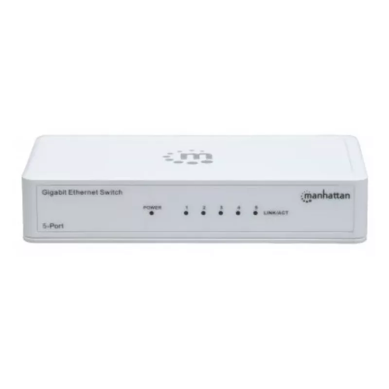 Manhattan 5-Port Gigabit Ethernet Switch, Desktop Size, Plastic, IEEE 802.3az (Energy Efficient Ethernet), Three Year Warranty, Box