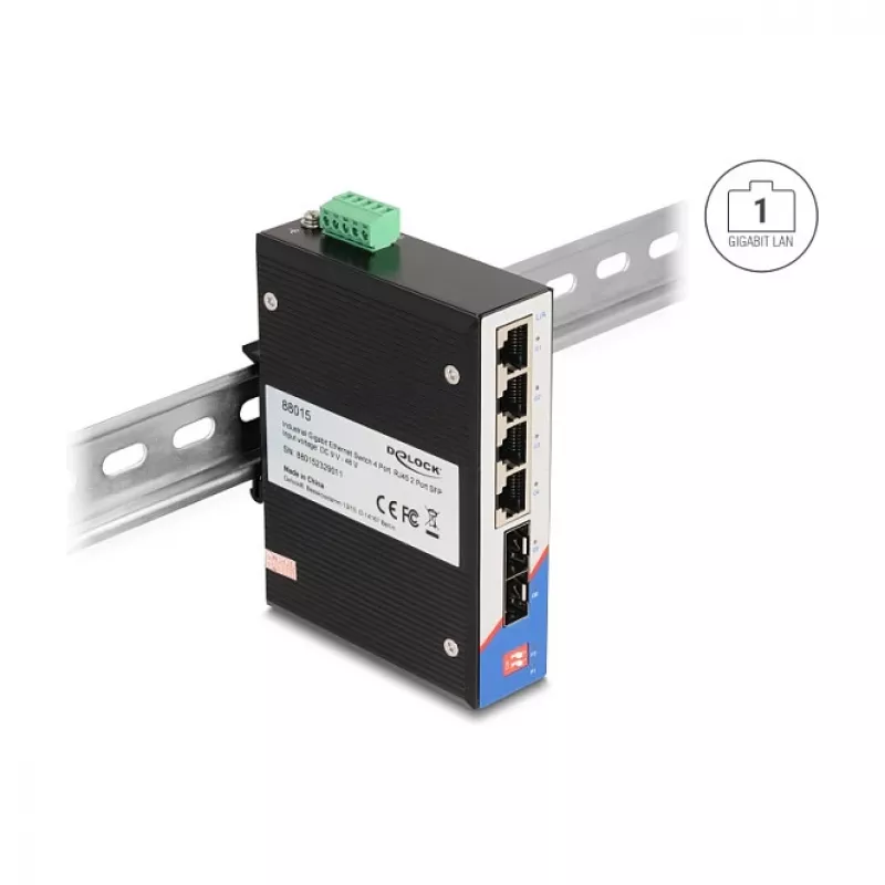 Unmanaged Switch DeLOCK 88015 Gigabit Ethernet 4 Ports Black