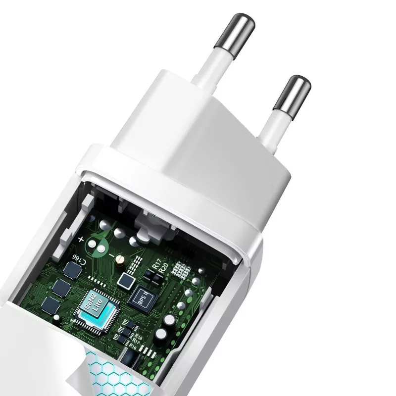 Charger Baseus CCGAN2L-B02 Indoor AC Fast Charging 20V 1xUSB 1xType-C White