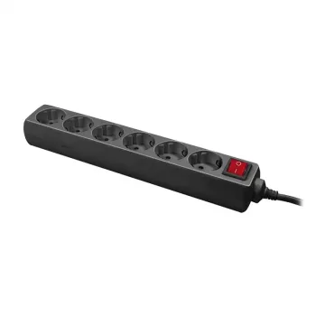 Power Extension LogiLink LPS202B 1.4m 6 AC Outlets Black