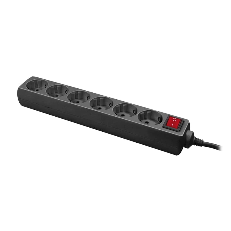 Power Extension LogiLink LPS202B 1.4m 6 AC Outlets Black