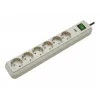 Eco-Line Power Strip 6-way (Light Grey, 1,5 Meter, 13.500A Surge Protection)