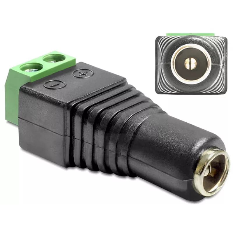 Cable Gender Changer DeLOCK 65485 DC 2.5 x 5.5 mm 2p Black Green