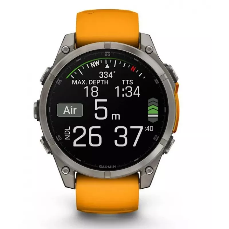 Garmin Fenix 8 3.56 cm (1.4) AMOLED 51 mm Digital 454 x 454 pixels Touchscreen Titanium Wi-Fi GPS (satellite)