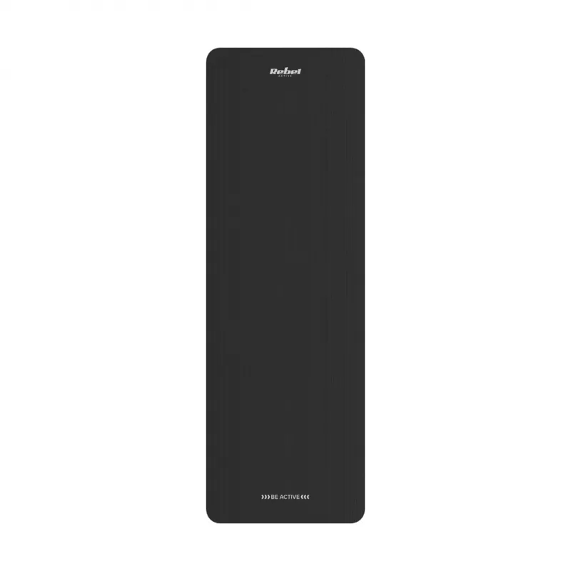 Gymnastic mat for yoga, pilates, fitness, 183x61cm, thickness 6mm, TPE material, black, REBEL ACTIVE