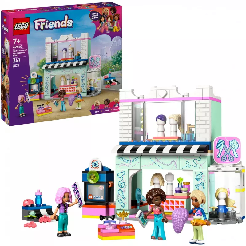 LEGO Friends playset Salon Hairdresser and Decoration Shop 42662 — mini-dolls, salon scene, accessories