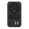 Power splitter MACLEAN MCE249 F/B — 2 AC sockets (16A + 6A) with 2×USB-A and 2×USB-C PD 20W, EU plug, black