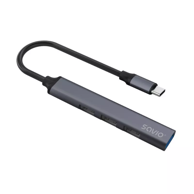 USB 3.0 4-port interface hub SAVIO AK-71 with USB-C host, 5000 Mbit/s, 2-year warranty