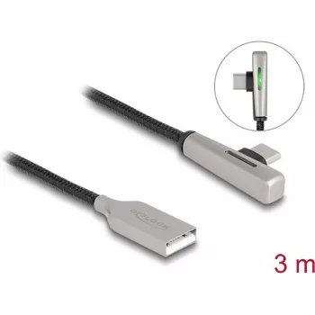 DeLOCK USB 2.0 Cable Type-A male to Type-C male angled 3m 60W