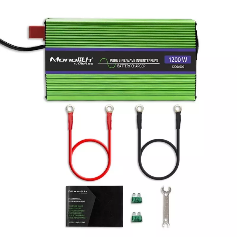 Car inverter Qoltec Monolith 1200 W Green 12 V