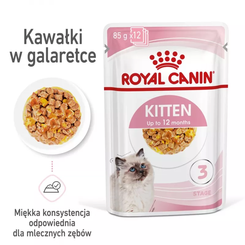 Wet kitten food Royal Canin Kitten Jelly 85 g — chicken flavour, 85 g sachet, 12 pcs